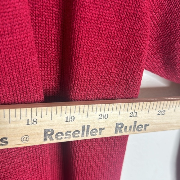Vintage San Remo Womens Cardigan Large Red Black Open Front Gold Buttons Modern - Picture 7 of 10